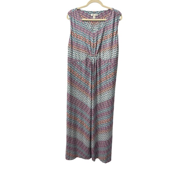 CJ Banks Sleeveless Chevron Print Maxi Dress Sz 1X Long dress - Picture 1 of 12